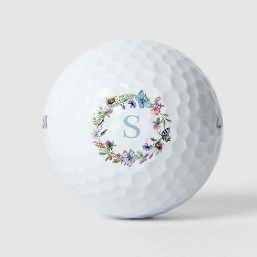 Monogramm Floral Golfball (Vorderseite)