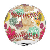 Monogramm Floral im Retro-Stil Baseball (Rückseite)