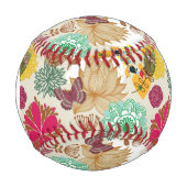 Monogramm Floral im Retro-Stil Baseball (Vorderseite)
