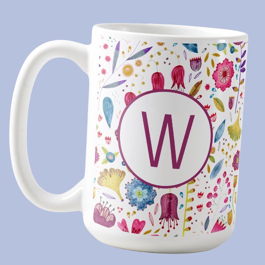 Monogramm Floral Kaffeetasse