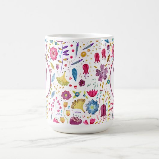 Monogramm Floral Kaffeetasse (Mittel)