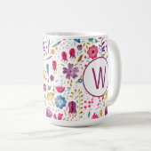 Monogramm Floral Kaffeetasse (VorderseiteRechts)