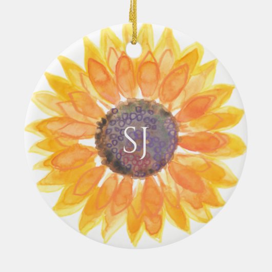 Monogramm Floral Keramik Ornament (Hinten)
