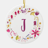 Monogramm Floral Keramik Ornament (Vorne)