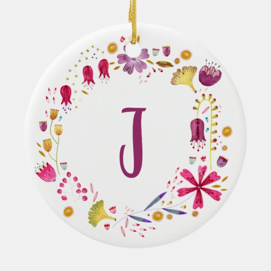 Monogramm Floral Keramik Ornament (Hinten)