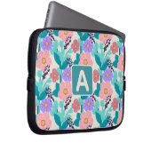 Monogramm Floral Laptopschutzhülle (Vorne Rechts)
