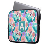 Monogramm Floral Laptopschutzhülle (Vorderseite Links)