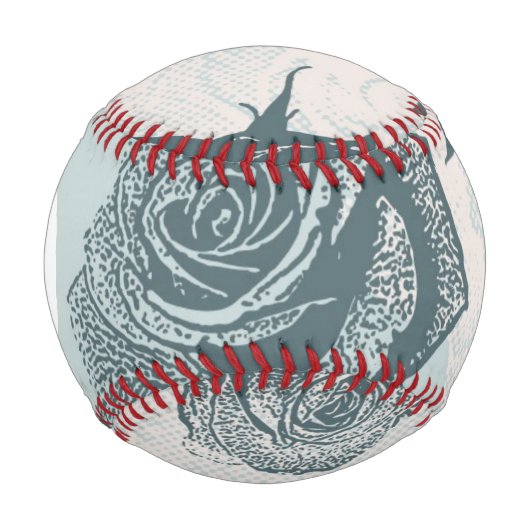 Monogramm Floral mit Rose Baseball (Vorderseite)