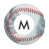 Monogramm Floral mit Rose Baseball (Vorderseite Links)