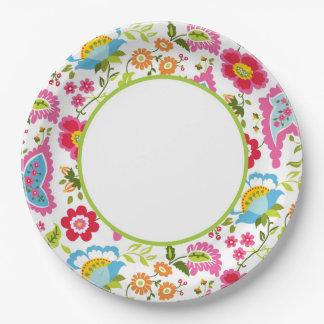 Monogramm Floral Pappteller
