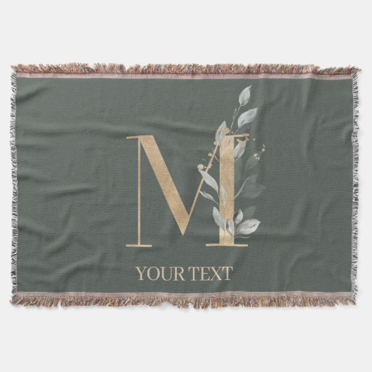 Monogramm Floral Personalisiert Decke (Vorderseite)