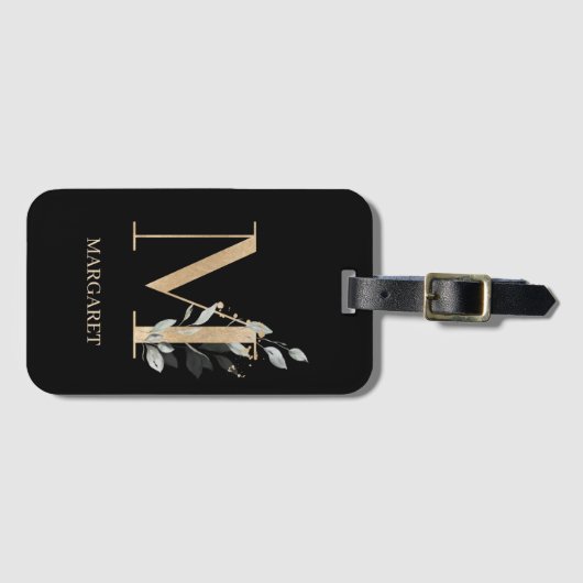 Monogramm Floral Personalisiert Gepäckanhänger (Vorderseite (Horizontal))