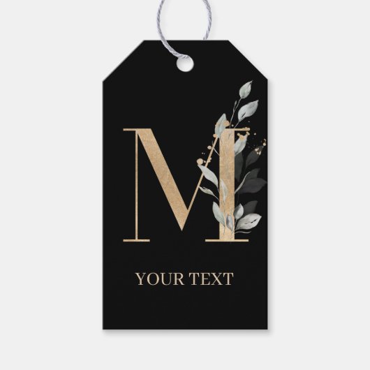 Monogramm Floral Personalisiert Geschenkanhänger (Vorderseite)