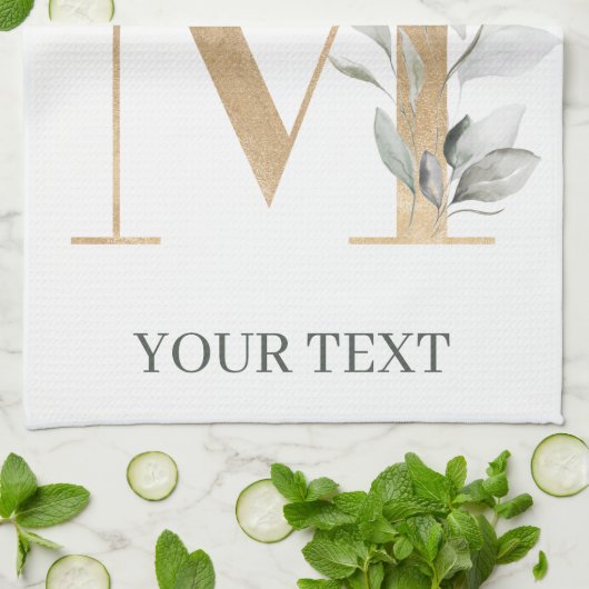 Monogramm Floral Personalisiert Geschirrtuch (Gefaltet)