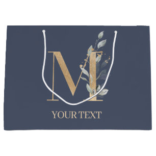 Monogramm Floral Personalisiert Große Geschenktüte