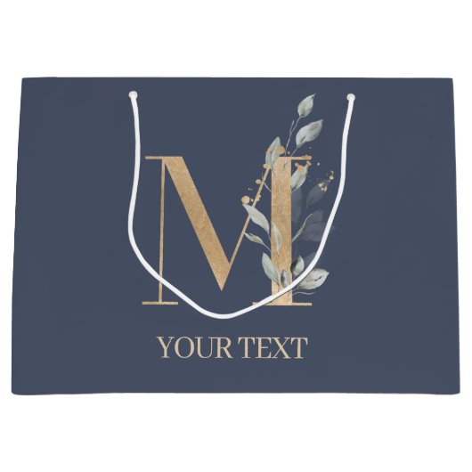 Monogramm Floral Personalisiert Große Geschenktüte (Vorderseite)