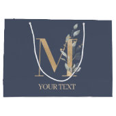 Monogramm Floral Personalisiert Große Geschenktüte (Rückseite)