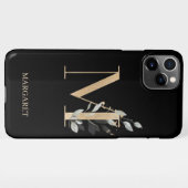 Monogramm Floral Personalisiert iPhone Hülle (Rückseite (Horizontal))