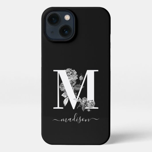 Monogramm Floral Personalisiert iPhone Hülle (Rückseite)