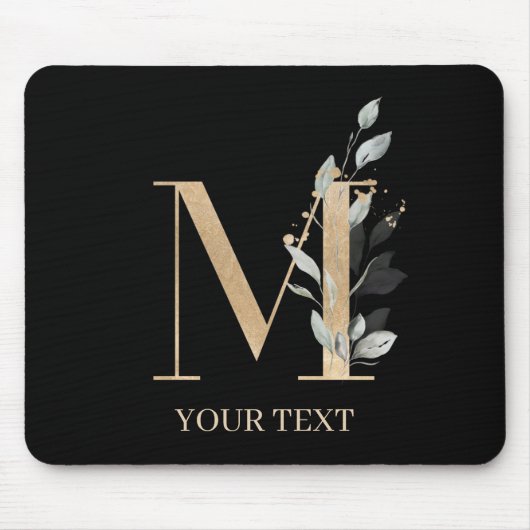 Monogramm Floral Personalisiert Mousepad (Vorne)