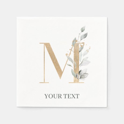 Monogramm Floral Personalisiert Serviette (Vorderseite)