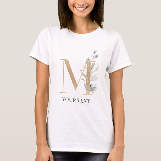 Monogramm Floral Personalisiert T-Shirt (Vorderseite)