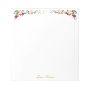 Monogramm Floral Pink Sweet Pee Vintag Small Notizblock