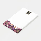 Monogramm Floral Post-it Klebezettel (angewinkelt)