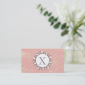 Monogramm Floral/Radial | Grunge Pink Visitenkarte (Stehend Vorderseite)