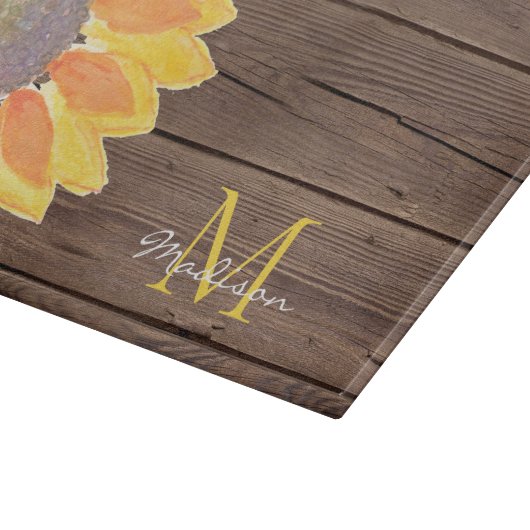 Monogramm Floral Rustikal Schneidebrett (Ecke)