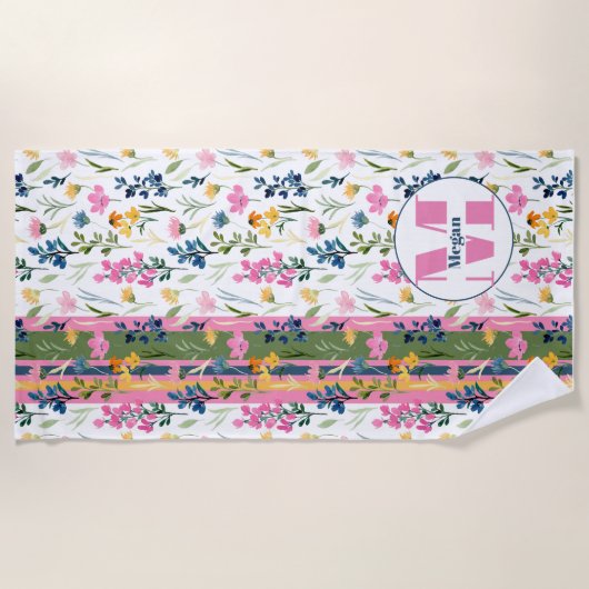 Monogramm floral strandtuch (Vorderseite)