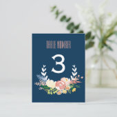 Monogramm Floral| Tischnummer (Stehend Vorderseite)