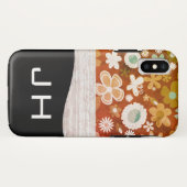 Monogramm Floral und Textur Case-Mate iPhone Hülle (Rückseite (Horizontal))