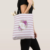 Monogramm Floral Vintage Stiefmütterchen Lila Stre Tasche (Von Nahem)