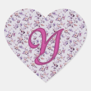 Monogramm Floral Vintage Y Herz-Aufkleber