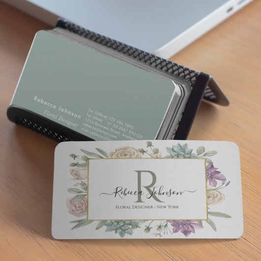 Monogramm Floral Visitenkarte