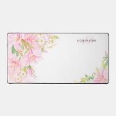 Monogramm Floral Watercolor Botanisches Pink Femin Schreibtischunterlage (Vorderseite)