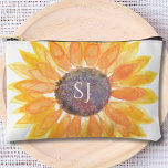 Monogramm Floral Zubehörtasche<br><div class="desc">Dieses mit Monogramm Accessoire ist mit einer gelben Aquarellsonnenblume und einer stilvollen Typografie dekoriert. Einfach anpassbar. Ideal für Reisen,  Urlaub und Gaben. Original Wasserfarbe © Michele Davies.</div>