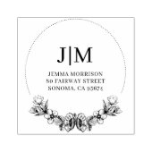 Monogramm florale Rücksendeadresse Gummistempel (Prägung)