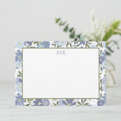 Monogramm florale Stationalkarte Dankeskarte (Stehend Vorderseite)