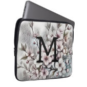 Monogramm florale zeichnend Rosa Kirschblüte Laptopschutzhülle (Vorne Rechts)