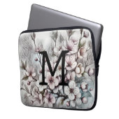 Monogramm florale zeichnend Rosa Kirschblüte Laptopschutzhülle (Vorderseite Links)