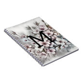 Monogramm florale zeichnend Rosa Kirschblüte Notizblock (Rechte Seite)