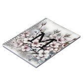 Monogramm florale zeichnend Rosa Kirschblüte Notizblock (Linke Seite)