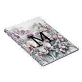 Monogramm florale zeichnend rosa orchide Blume Notizblock (Rechte Seite)