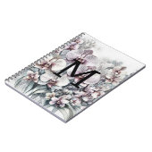 Monogramm florale zeichnend rosa orchide Blume Notizblock (Linke Seite)
