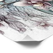 Monogramm florale zeichnend rosa orchide Blume Poster (Ecke)