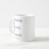 Monogramm floraler botanischer Schwarz-weißer Brie Kaffeetasse (Vorderseite Links)