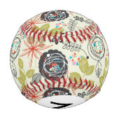 Monogramm floraler Hintergrund Baseball (Rückseite)