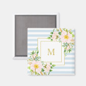 Monogramm florales Shabby Chic Pastellfarben Magnet (Vorderseite/Rückseite)